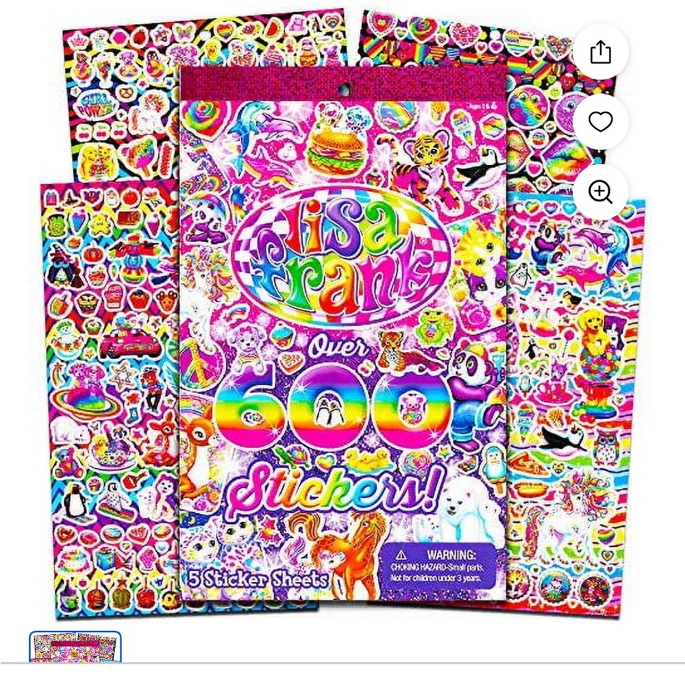 NWT Lisa Frank 600 Stickers Vibrant Colorful 80s 90s vibe